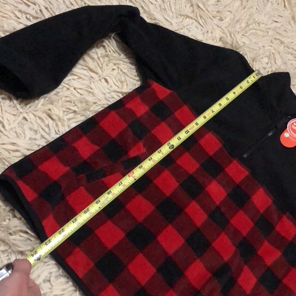 NWT-Fall Must Have Quarter Zip Fleece-Red&Black Buffalo Check Print-Front Pocket - Picture 8 of 15